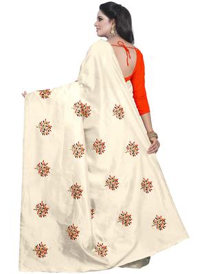 beige embroidered saree with blouse - 15734927 - Standard Image - 2