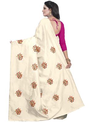 beige embroidered saree with blouse - 15734928 - Standard Image - 2