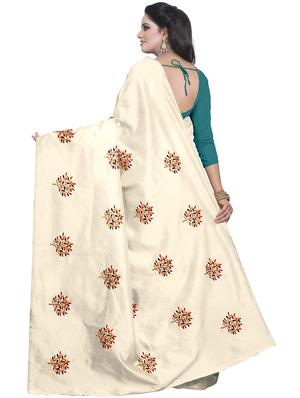 beige embroidered saree with blouse - 15734930 - Standard Image - 2