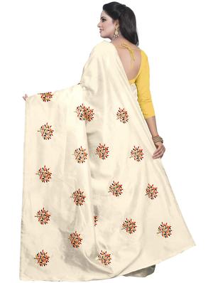 beige embroidered saree with blouse - 15734931 - Standard Image - 2