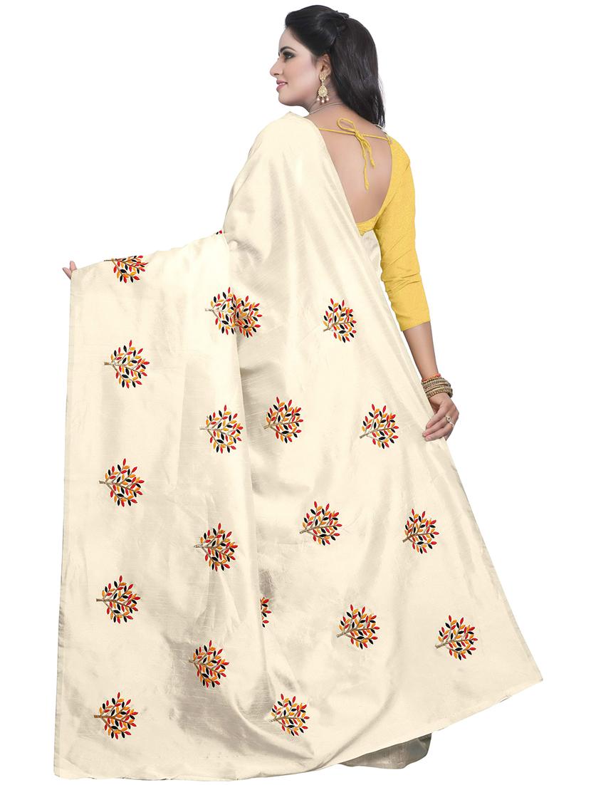 beige embroidered saree with blouse - 15734931 - Zoom Image - 2
