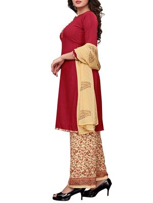 Printed unstitched palazzo suit - 15734942 - Standard Image - 2