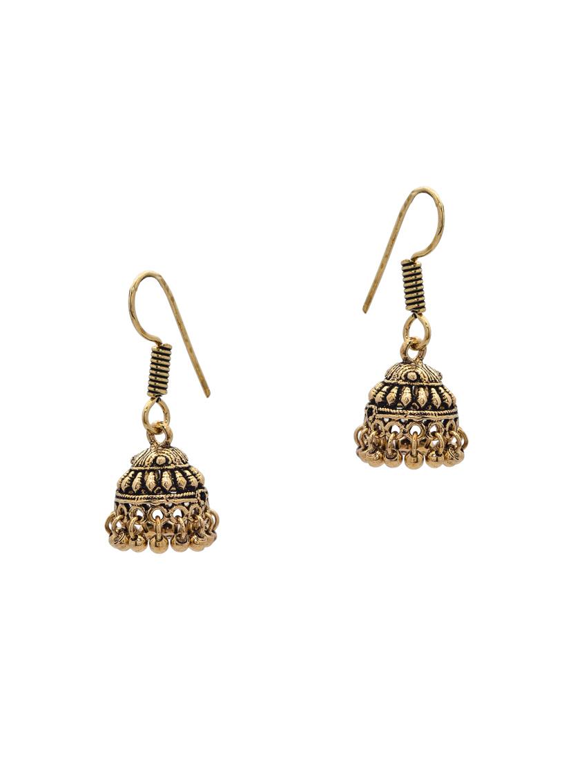 gold metal jhumka earring - 15735164 - Zoom Image - 2