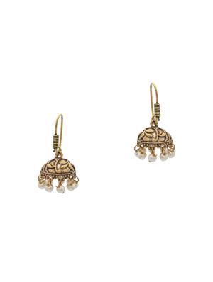gold metal jhumka earring - 15735165 - Standard Image - 2