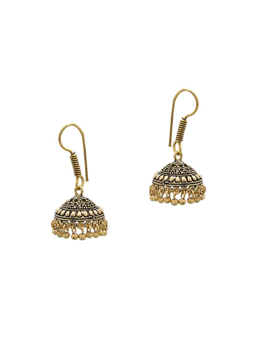gold metal jhumka earring - 15735167 - Zoom Image - 2