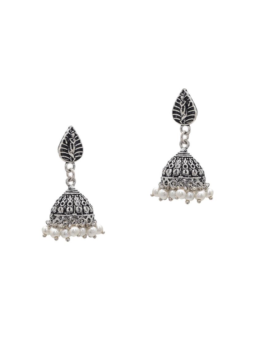 silver metal jhumka earring - 15735168 - Zoom Image - 2