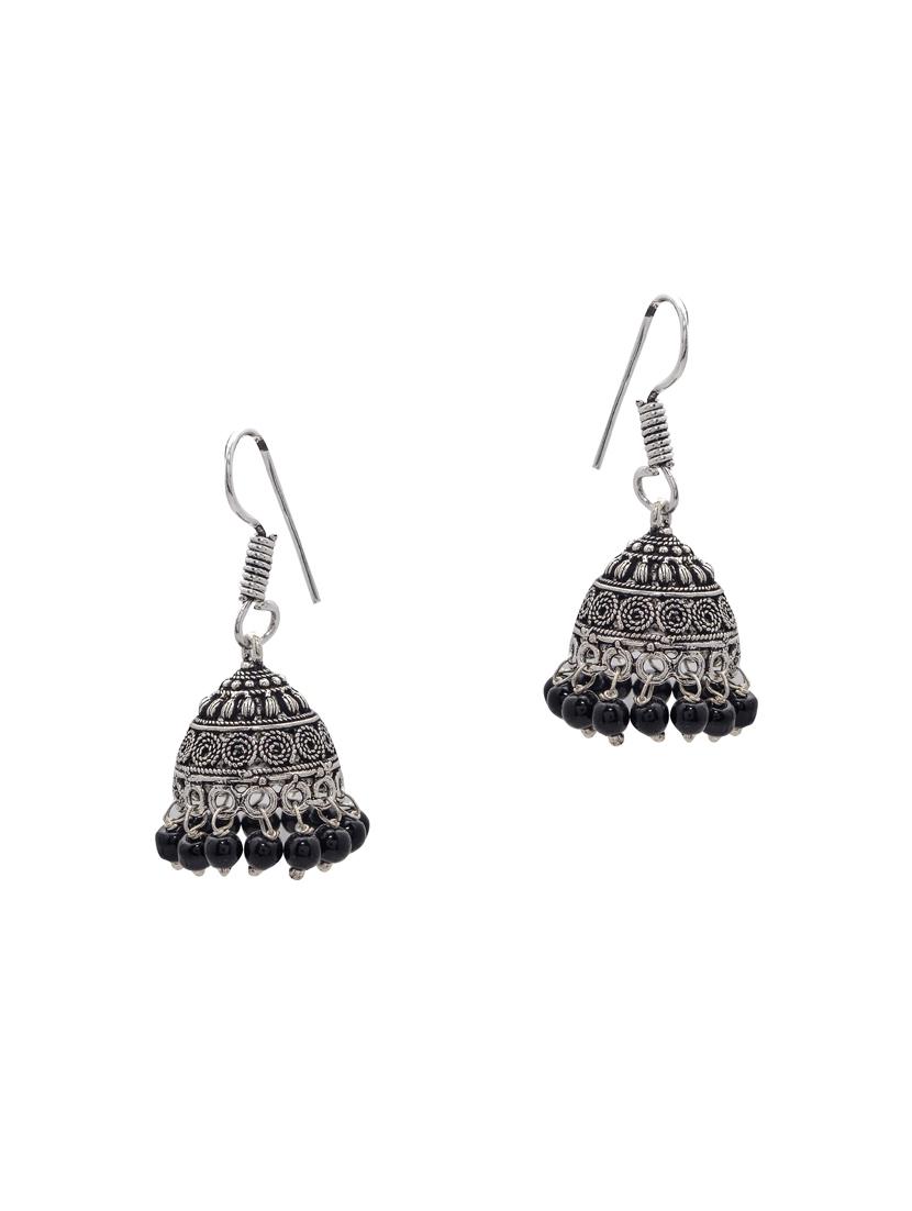 silver metal jhumka earring - 15735169 - Zoom Image - 2