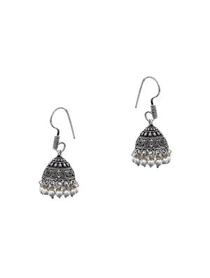silver metal jhumka earring - 15735171 - Standard Image - 2