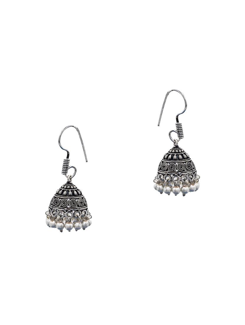 silver metal jhumka earring - 15735171 - Zoom Image - 2