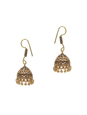 gold metal jhumka earring - 15735172 - Standard Image - 2