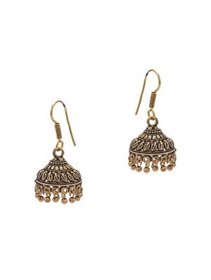 gold metal jhumka earring - 15735173 - Standard Image - 2
