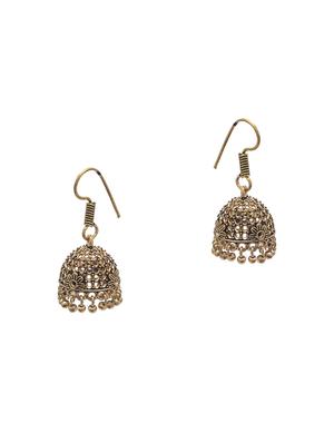 gold metal jhumka earring - 15735174 - Standard Image - 2
