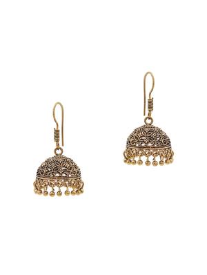 gold metal jhumka earring - 15735179 - Standard Image - 2