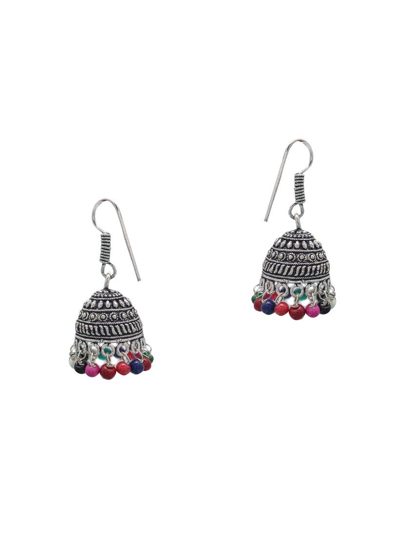 silver metal jhumka earring - 15735180 - Zoom Image - 2