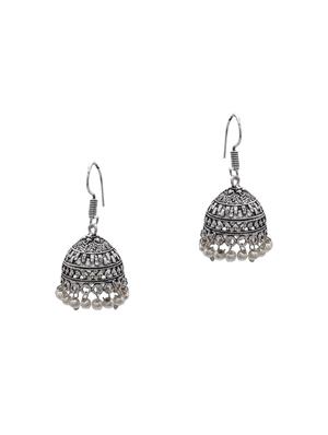 silver metal jhumka earring - 15735184 - Standard Image - 2