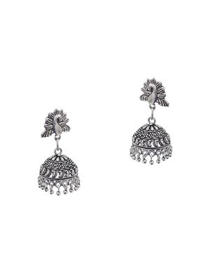 silver metal jhumka earring - 15735187 - Standard Image - 2