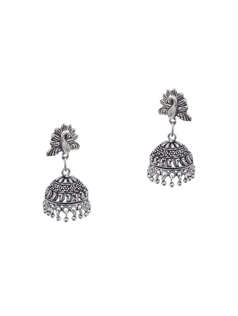 silver metal jhumka earring - 15735187 - Zoom Image - 2