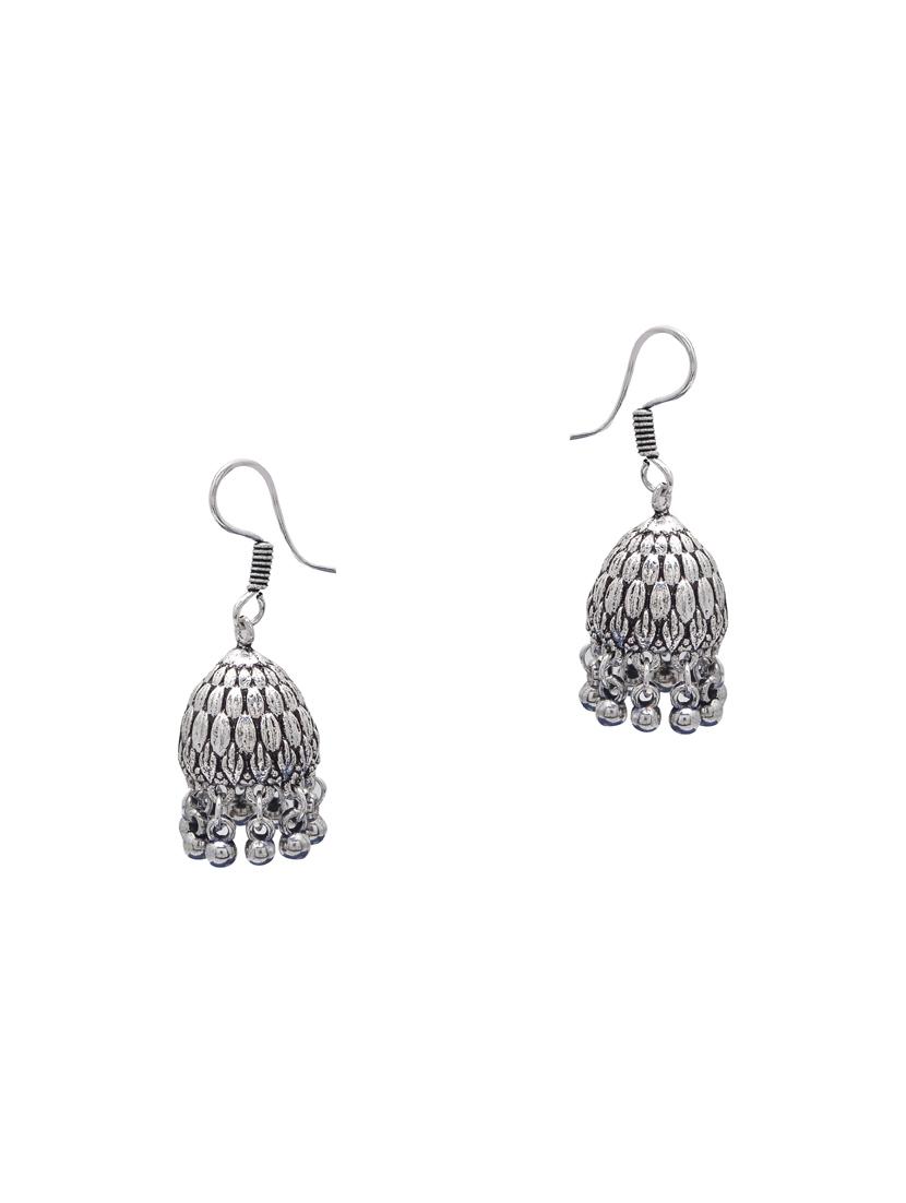 silver metal jhumka earring - 15735188 - Zoom Image - 2