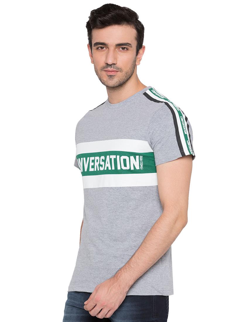 grey cotton chest print tshirt - 15735253 - Zoom Image - 2