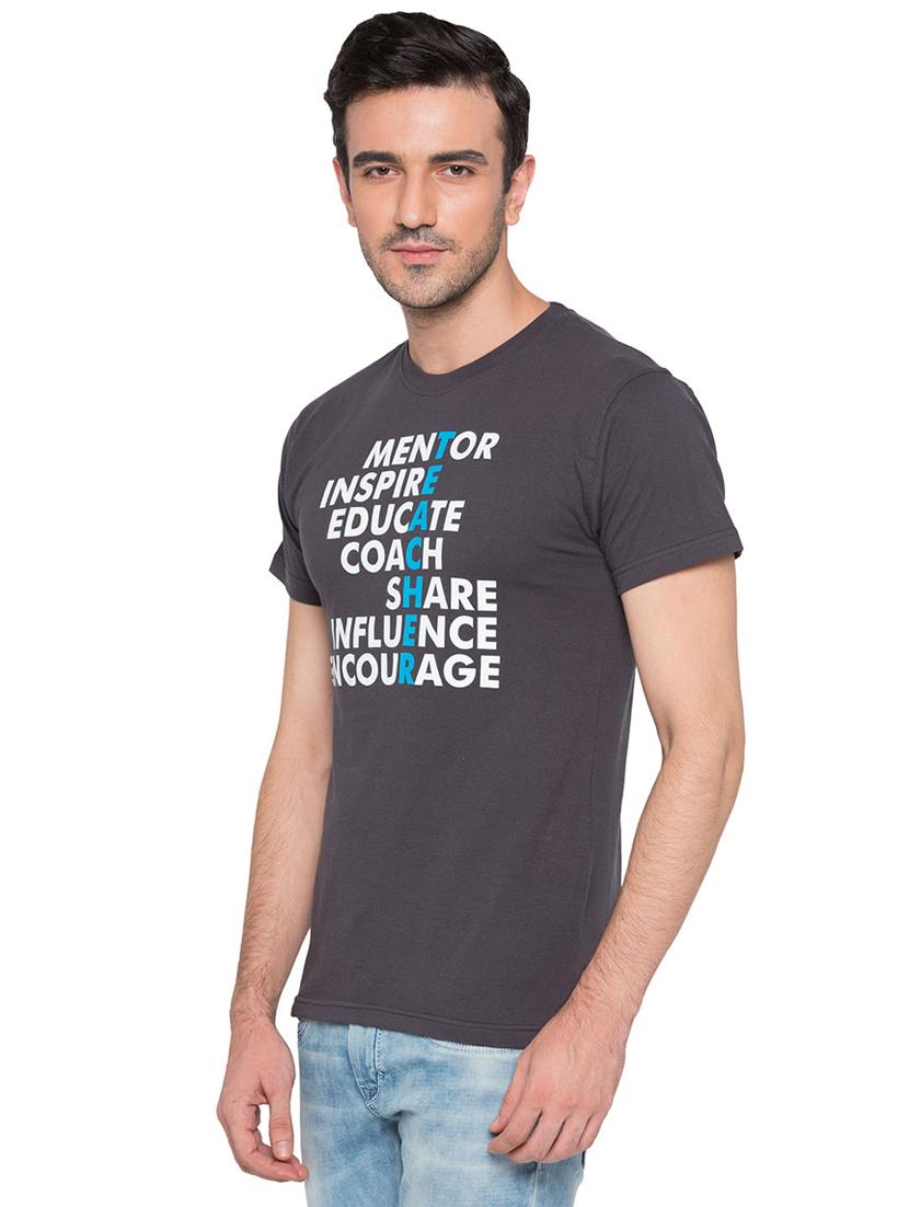 grey cotton chest print t-shirt - 15735255 - Zoom Image - 2