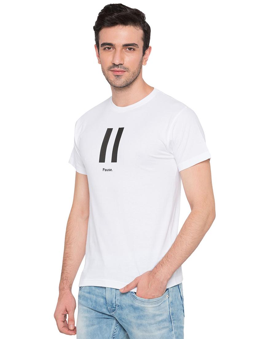 white cotton chest print tshirt - 15735257 - Zoom Image - 2