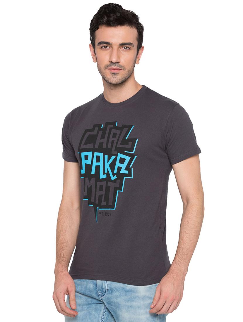 grey cotton chest print tshirt - 15735259 - Zoom Image - 2