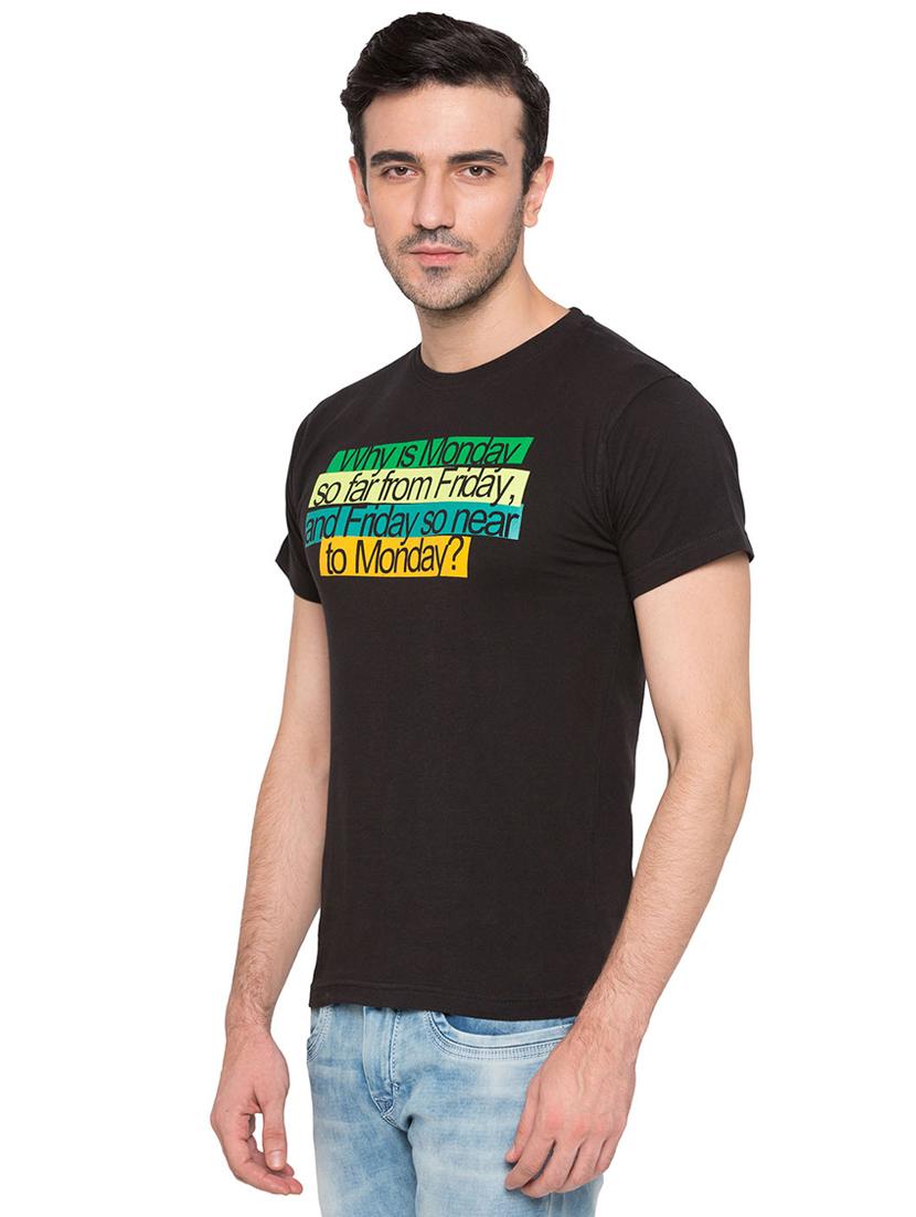 black cotton chest print tshirt - 15735261 - Zoom Image - 2