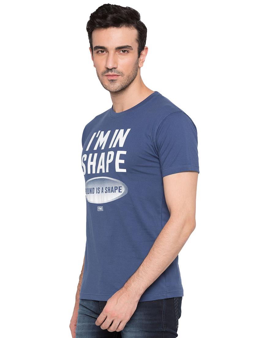 blue cotton chest print tshirt - 15735265 - Zoom Image - 2