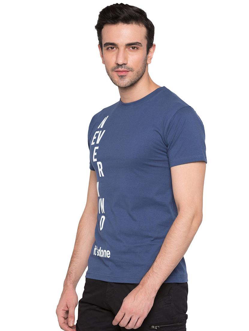 blue cotton front print t-shirt - 15735266 - Zoom Image - 2