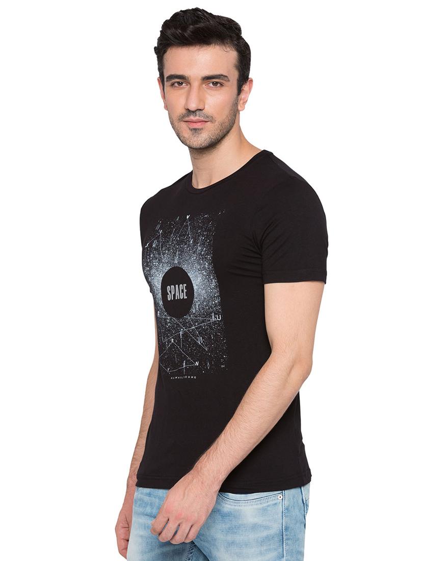 black viscose chest print tshirt - 15735267 - Zoom Image - 2