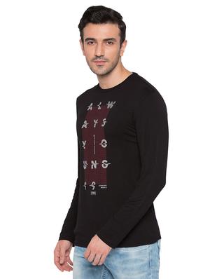 black viscose chest print tshirt - 15735268 - Standard Image - 2