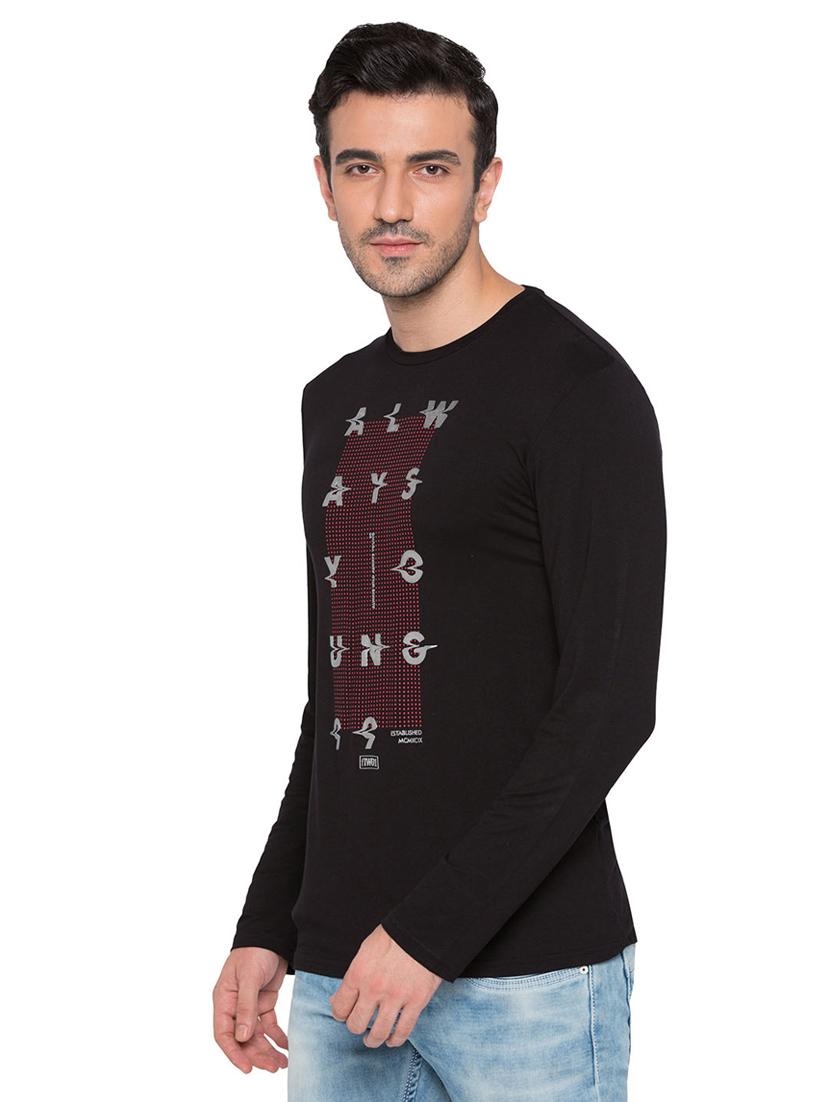black viscose chest print tshirt - 15735268 - Zoom Image - 2