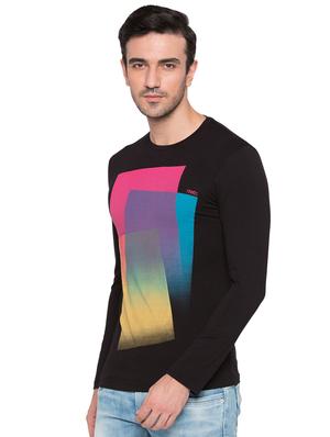 black viscose front print t-shirt - 15735270 - Standard Image - 2