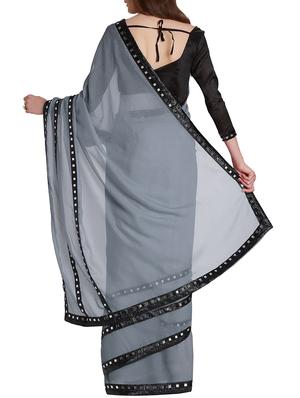 mirror lace bordered saree with blouse - 15735283 - Standard Image - 2