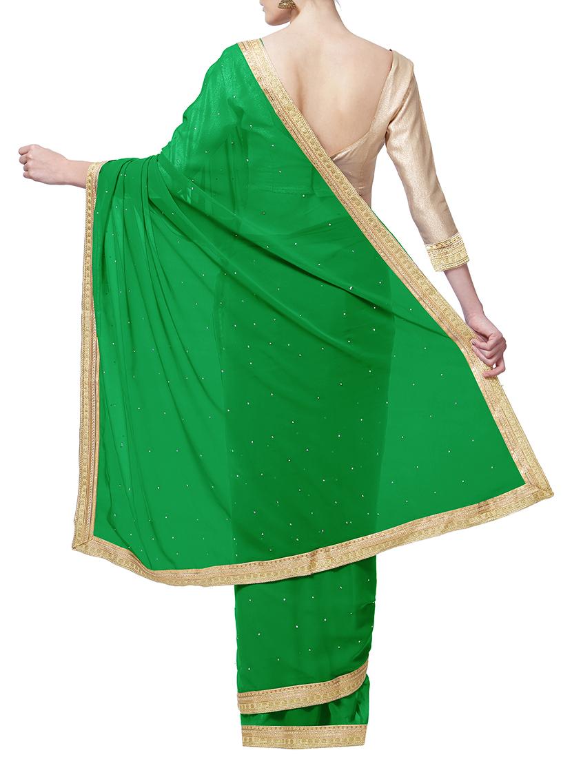 lace border embellished saree with blouse - 15735288 - Zoom Image - 2
