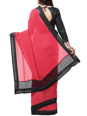pearl embellished crimson saree with blouse - 15735291 - Standard Image - 2