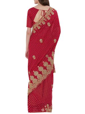bandhani embroidered saree with blouse - 15735293 - Standard Image - 2