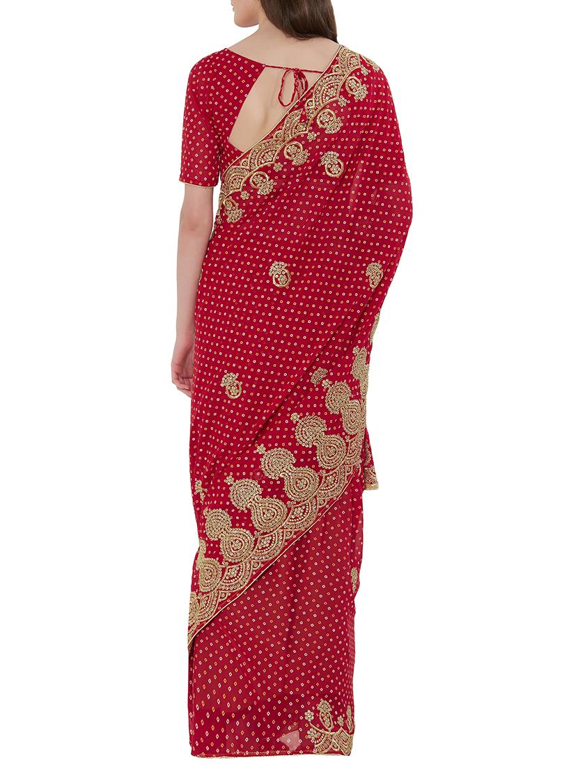 bandhani embroidered saree with blouse - 15735293 - Zoom Image - 2
