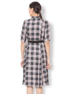 bow detail button up checkered dress - 15735388 - Standard Image - 2