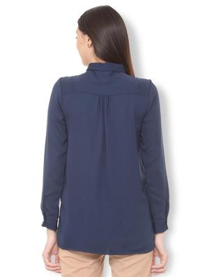 tie up neck back pleat detail top - 15735404 - Standard Image - 2