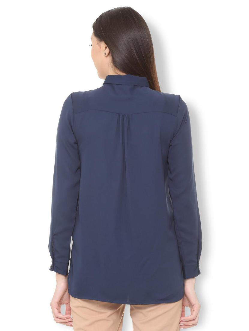 tie up neck back pleat detail top - 15735404 - Zoom Image - 2