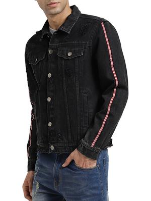 black cotton denim jacket - 15735682 - Standard Image - 2