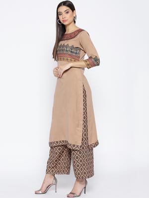 Self-design unstitched palazzo suit - 15735774 - Standard Image - 2