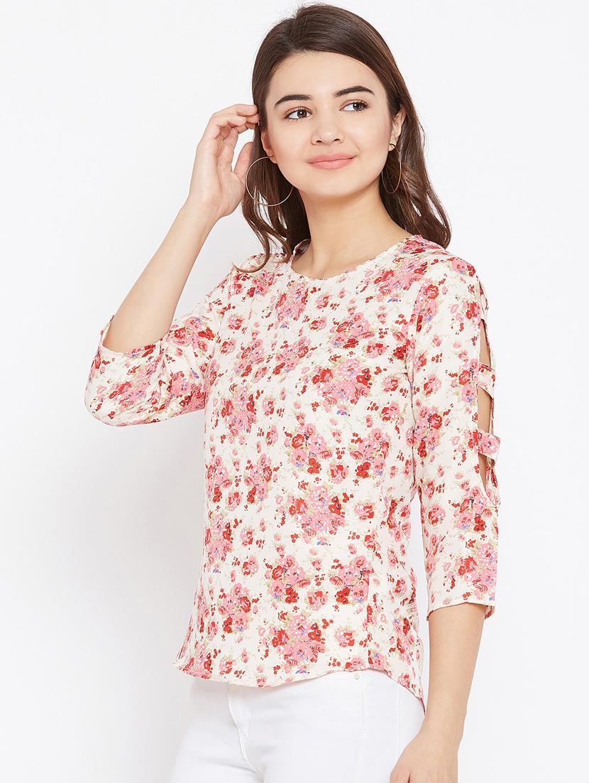 cut out sleeved floral top - 15735845 - Zoom Image - 2