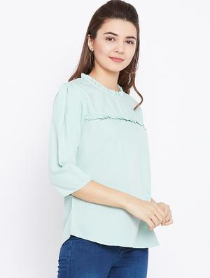 keyhole back frill trim top - 15735850 - Standard Image - 2