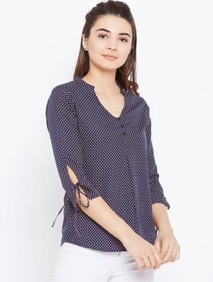button detail tie up sleeved top - 15735853 - Standard Image - 2
