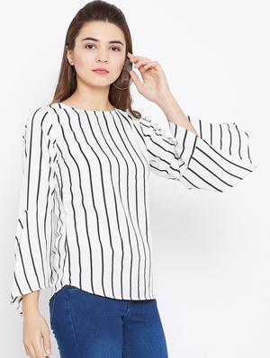 striped bell sleeved top - 15735862 - Standard Image - 2