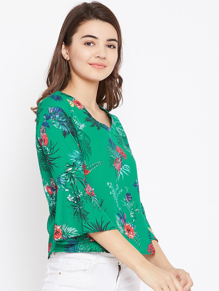 v neck bell sleeved top - 15735868 - Zoom Image - 2