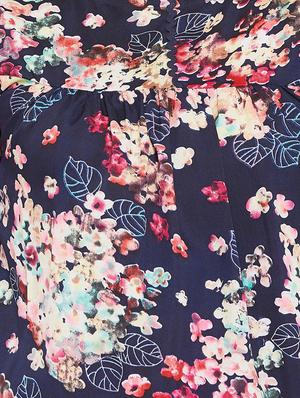 gathered floral short sleeved top - 15735875 - Standard Image - 5
