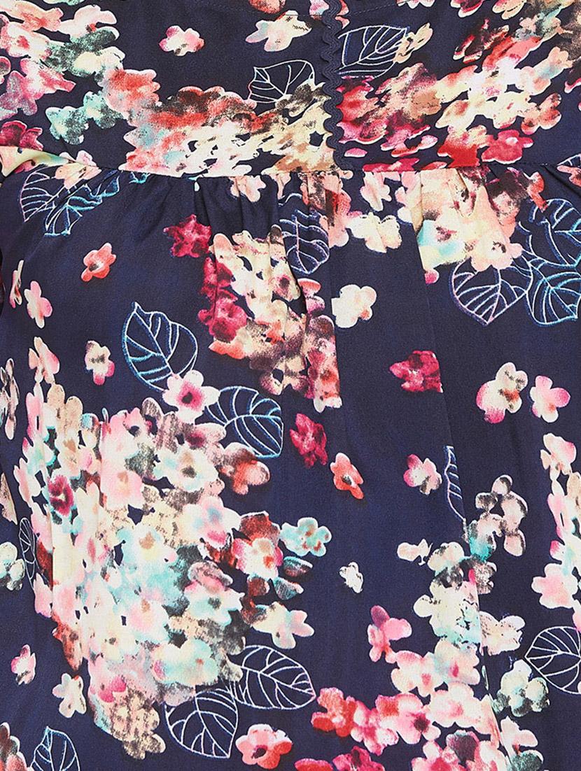 gathered floral short sleeved top - 15735875 - Zoom Image - 5